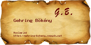 Gehring Bökény névjegykártya